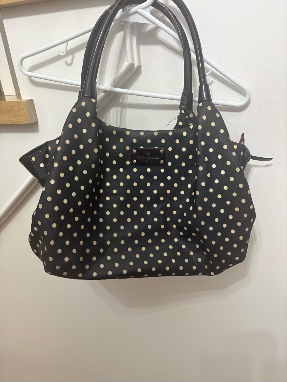 kate spade Black Tote with Cream Polka Dots